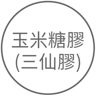 膠體：玉米糖膠(三仙膠) 
